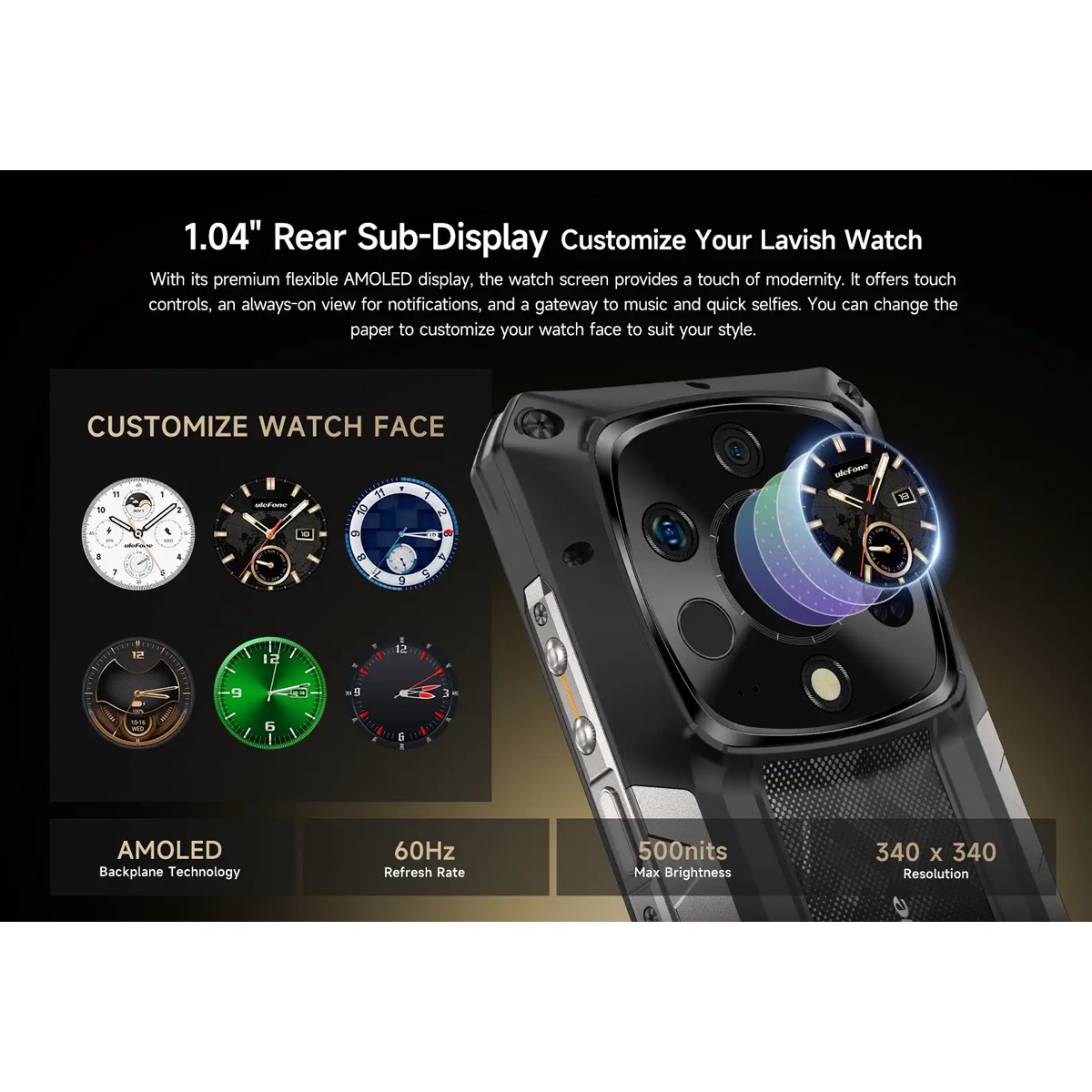 ULEFONE smartphone Armor 28 Ultra Thermal, 6.67" & 1.04, 16/1TB, 5G, 10600mAh, IP68/IP69K, μαύρο