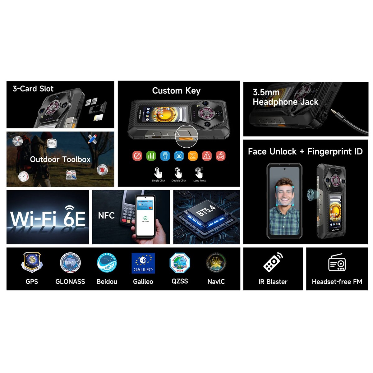 ULEFONE smartphone Armor 30 Pro, 6.95" & 3.4", 16/512GB, 5G, 12800mAh, IP68/IP69K, μαύρο