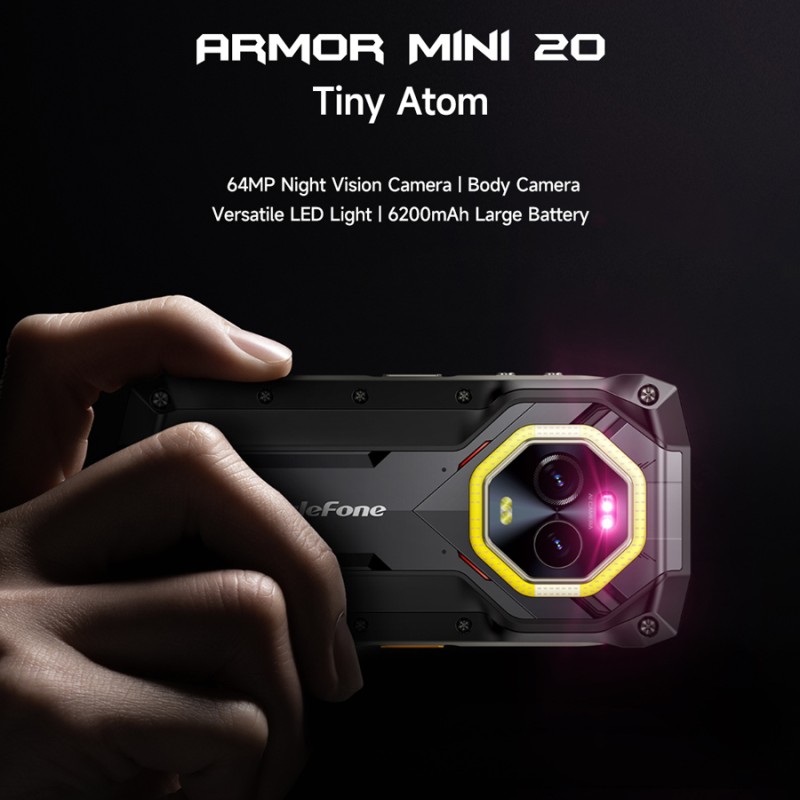 ULEFONE smartphone Armor Mini 20, 4.7", 8/256GB, 4G, 6200mAh, IP68/IP69K, μαύρο