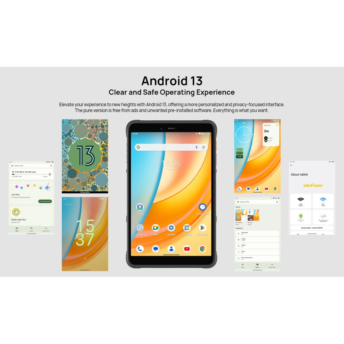 ULEFONE tablet Armor Pad Pro, 8", 8/128GB, 4G, 7650mAh, IP68/IP69K, μαύρο