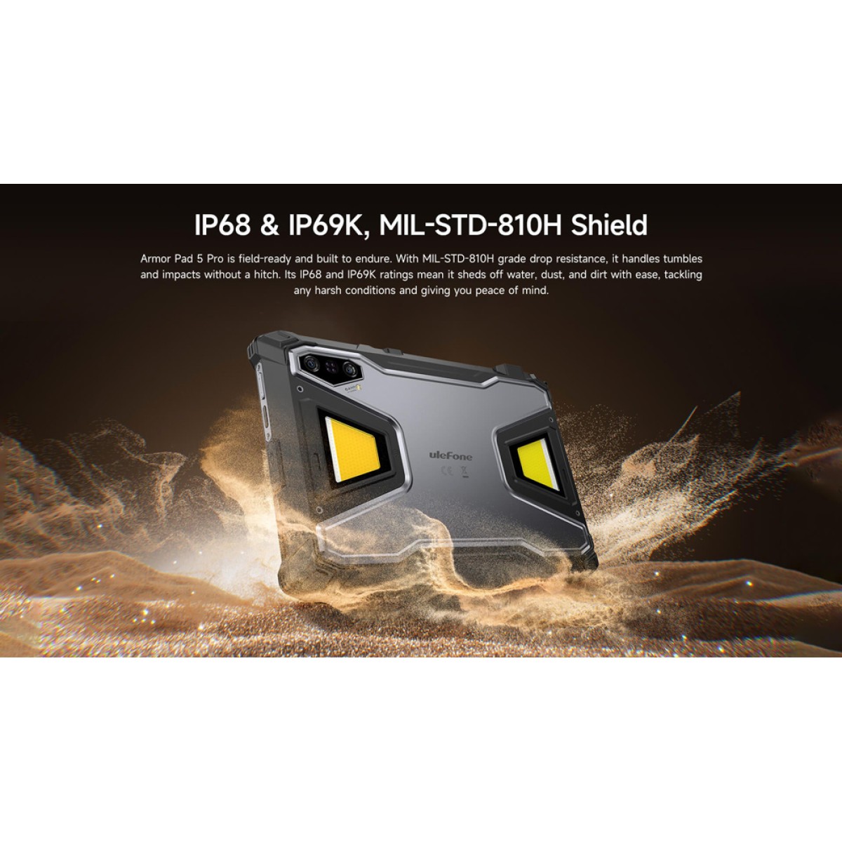 ULEFONE tablet Armor Pad 5 Pro, 11", 12GB/512GB, 24200mAh, IP68/IP69K/MIL-STD-810H, 5G, μαύρο