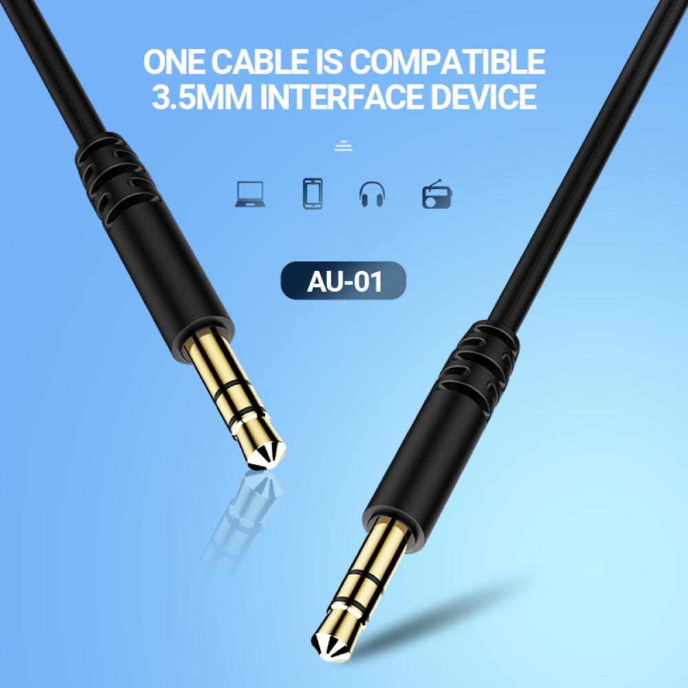 CELEBRAT καλώδιο ήχου 3.5mm AU-01, AUX, 1m, μαύρο