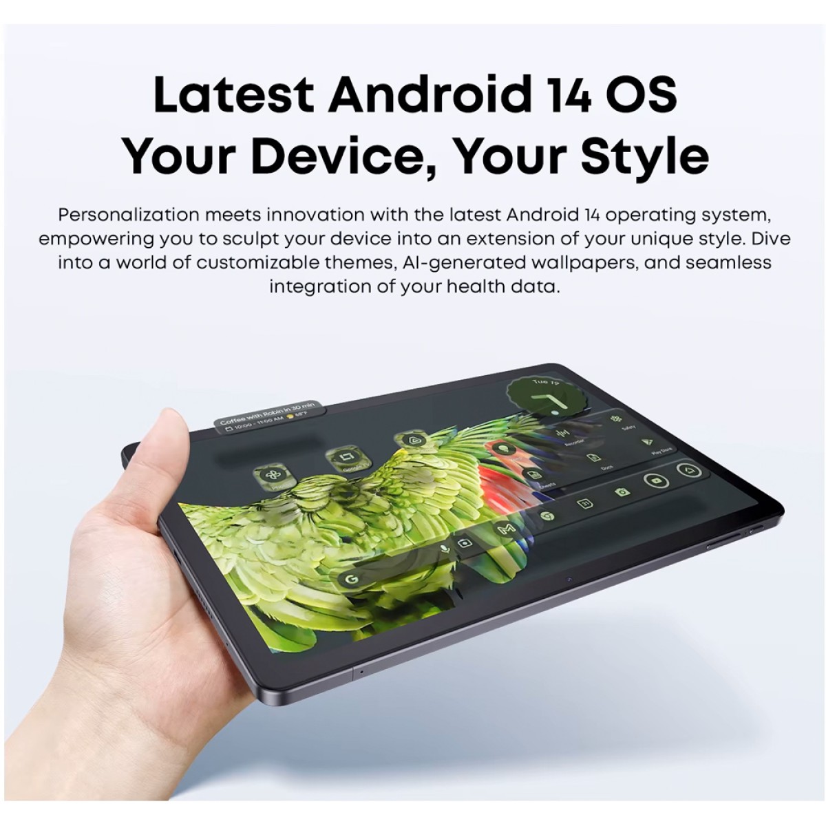 CHUWI tablet AuPad, 10.95", 8/128GB, 4G, Android 14, 7000mAh, γκρι
