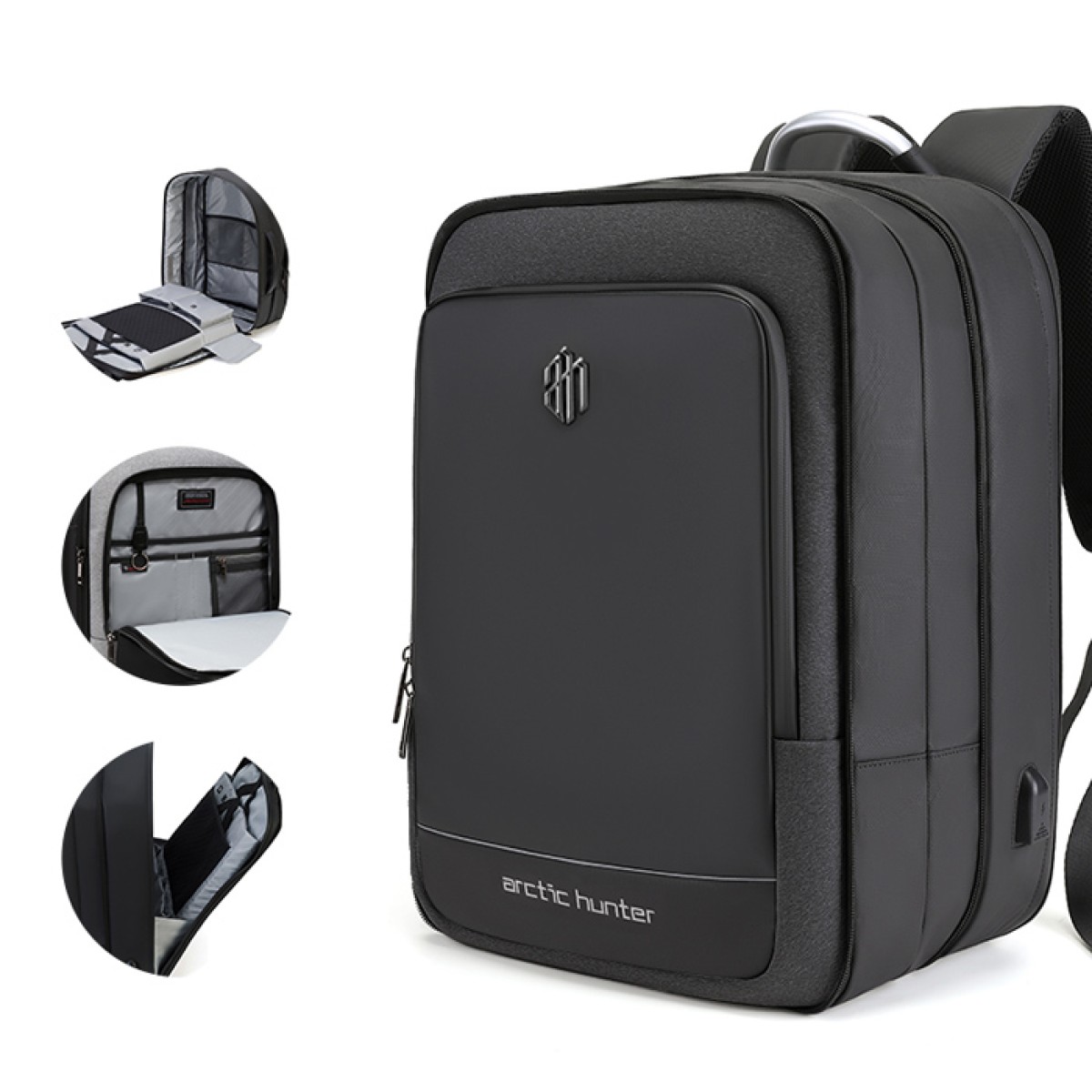 ARCTIC HUNTER τσάντα πλάτης B00227L με θήκη laptop 17", 41L, USB, μαύρη