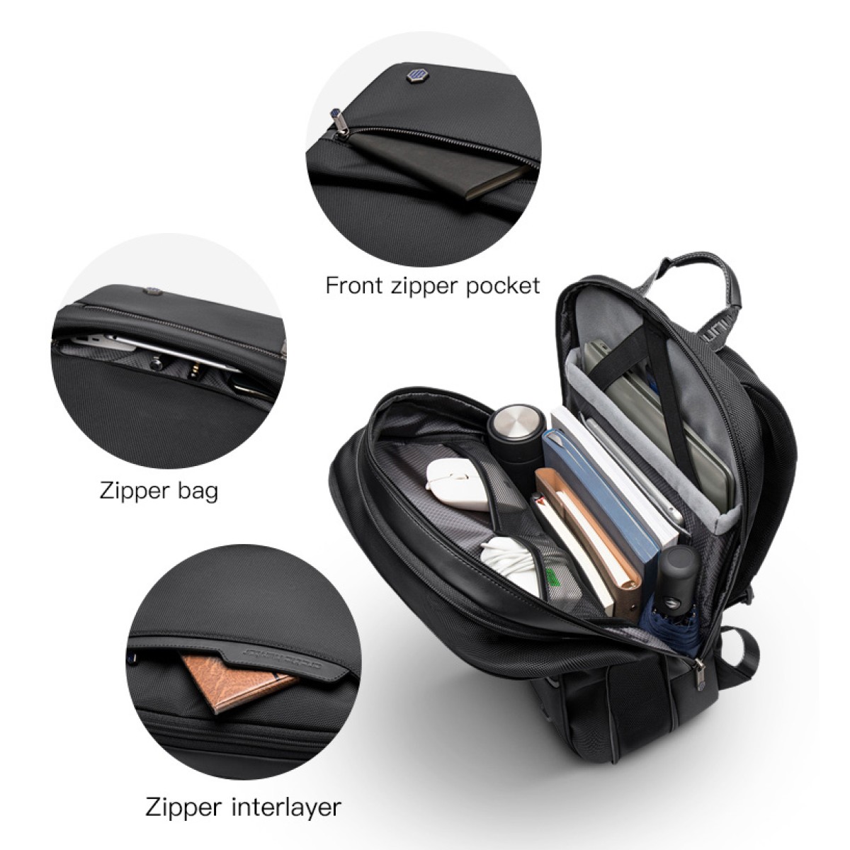 ARCTIC HUNTER τσάντα πλάτης B00410 με θήκη laptop 15.6", πτυσσόμενη, μαύρη