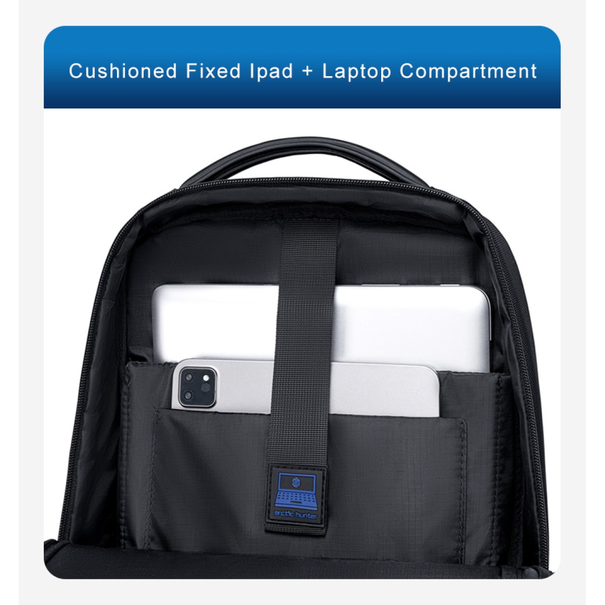 ARCTIC HUNTER τσάντα πλάτης B00681 με θήκη laptop 15.6", 11L, μαύρη