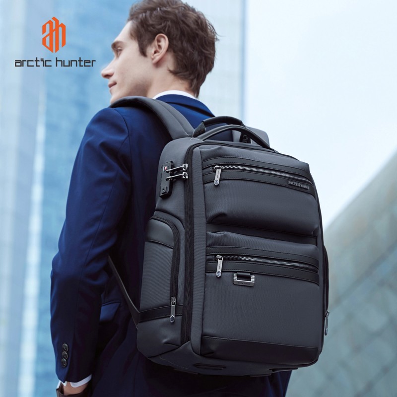 ARCTIC HUNTER τσάντα πλάτης B00682 με θήκη laptop 15.6", USB, λουκέτο TSA, 23.5L, γκρι