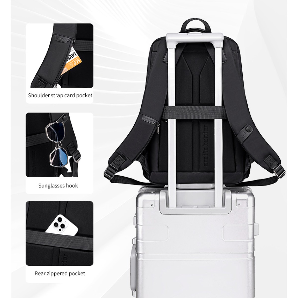 ARCTIC HUNTER τσάντα πλάτης B00808 με θήκη laptop 15.6", 19.5L, μαύρη