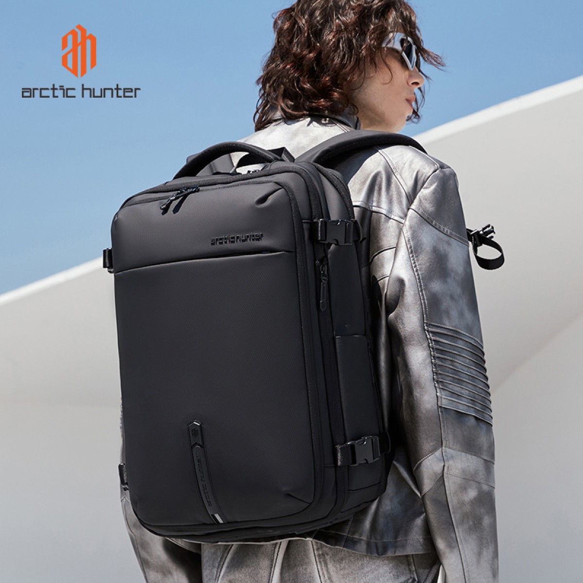 ARCTIC HUNTER τσάντα πλάτης B00866 με θήκη laptop 15.6", αεροστεγής θήκη, 35.5L/49.5L, μαύρη