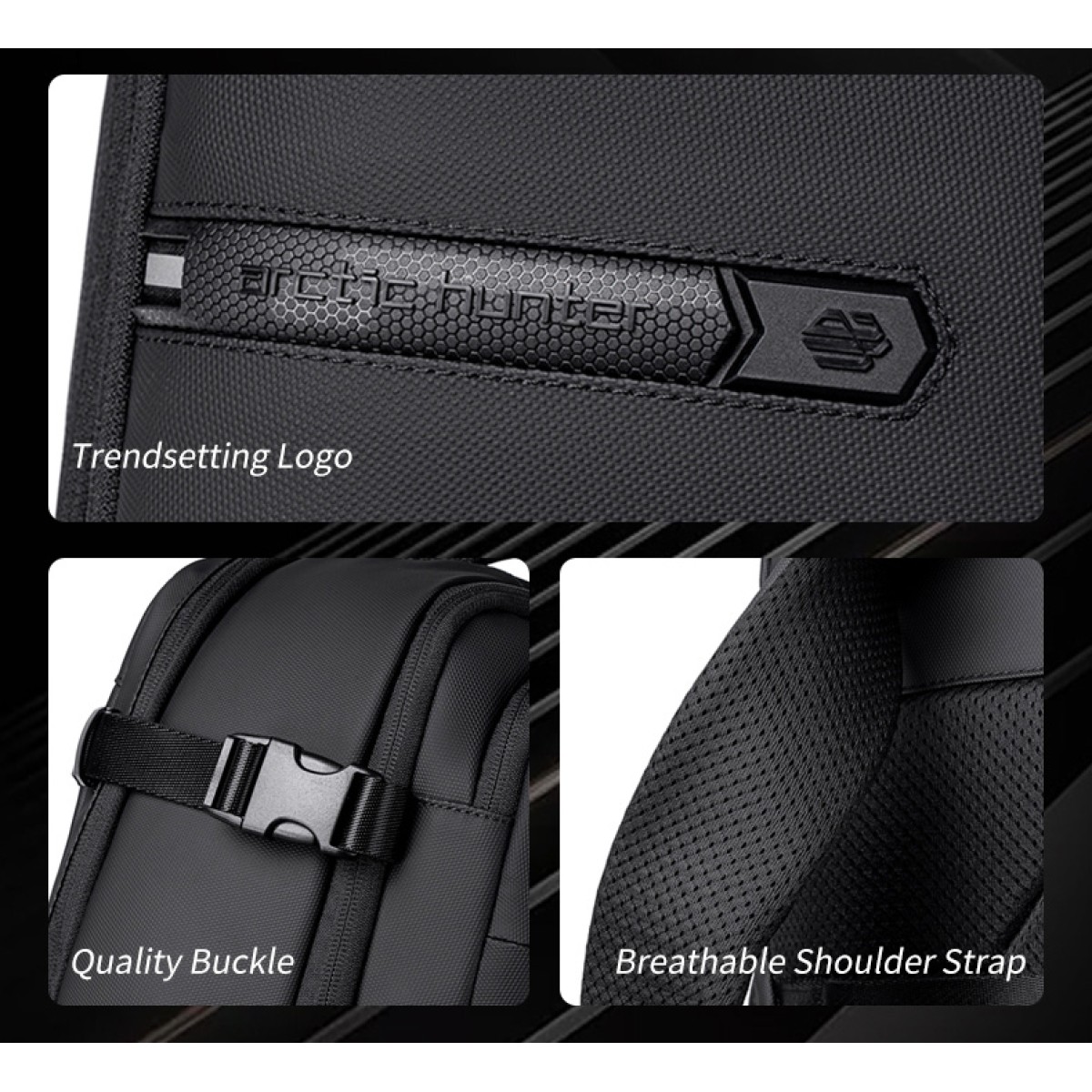 ARCTIC HUNTER τσάντα πλάτης B00866 με θήκη laptop 15.6", αεροστεγής θήκη, 35.5L/49.5L, μαύρη