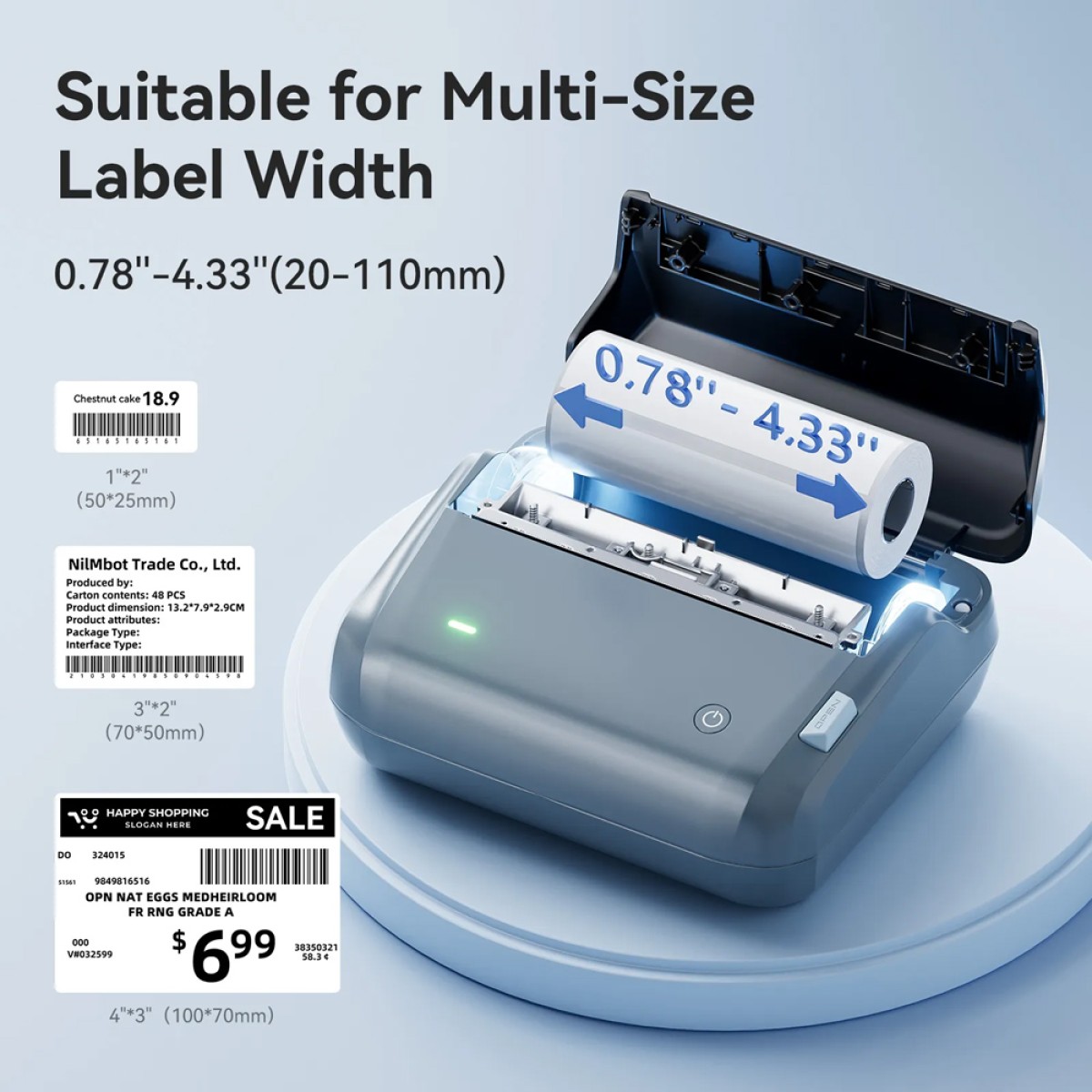NIIMBOT smart θερμικός εκτυπωτής ετικετών B4, 203dpi, Bluetooth, μπλε