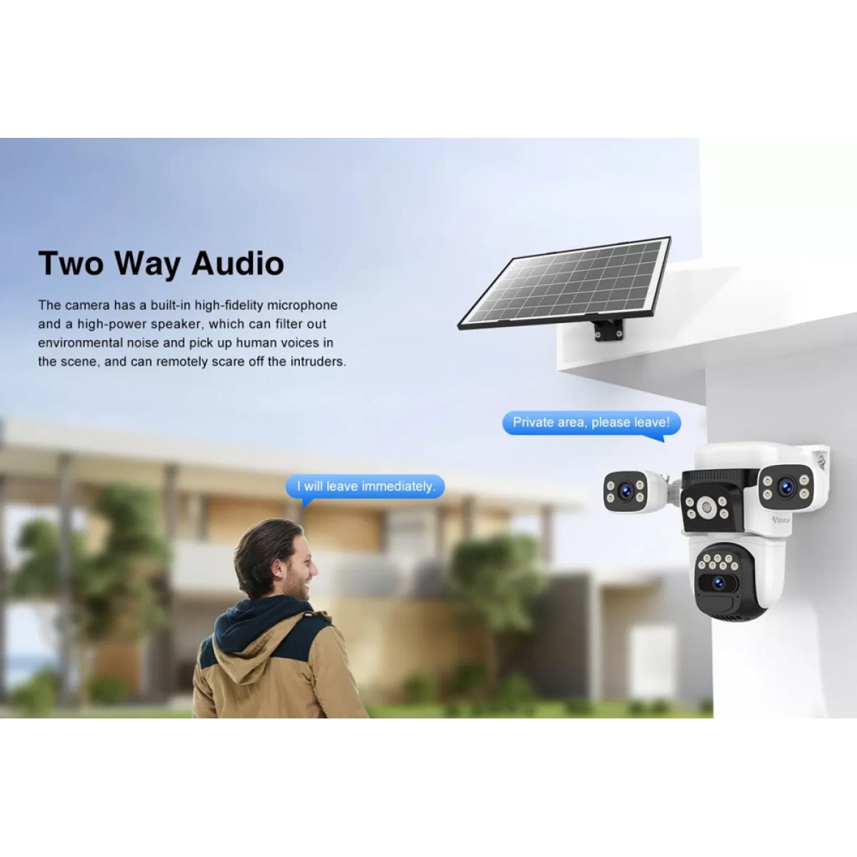 VSTARCAM smart ηλιακή κάμερα BG621SR, triple lens, 2MP, 4G, SD, PTZ, IP66