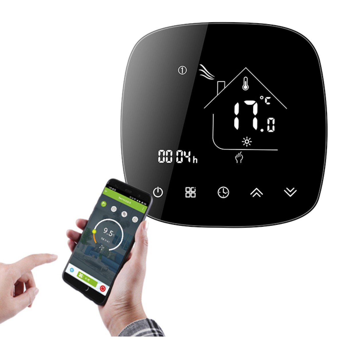Smart θερμοστάτης πετρελαίου BHT-001-GBLW, WiFi, μαύρος