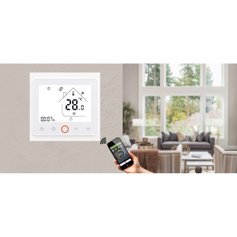 Smart θερμοστάτης αερίου BHT-002-GCLWDB, dual band WiFi, χωνευτός, λευκός