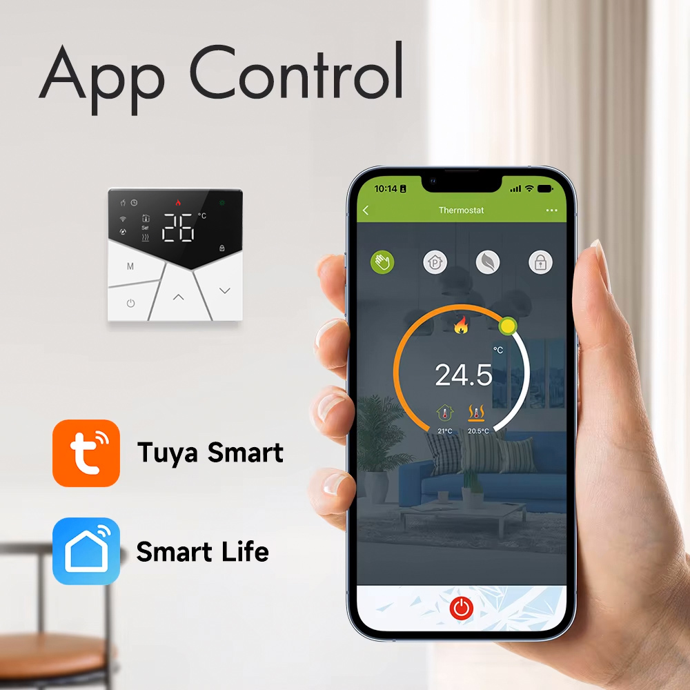 Smart θερμοστάτης πετρελαίου BHT-15GBLW, WiFi, χωνευτός, μαύρος
