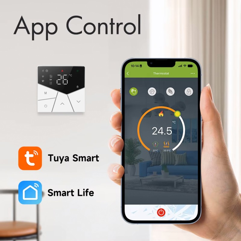 Smart θερμοστάτης αερίου BHT-15GCLW, WiFi, χωνευτός, μαύρος