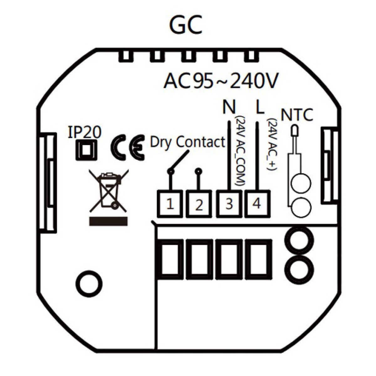 Smart θερμοστάτης αερίου BHT-15GCLW, WiFi, χωνευτός, μαύρος