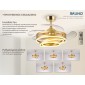 BRUNO ανεμιστήρας οροφής με LED φως BRN-0225, AC 122W, 42", Φ107x58εκ., χρυσός