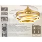 BRUNO ανεμιστήρας οροφής με LED φως BRN-0225, AC 122W, 42", Φ107x58εκ., χρυσός