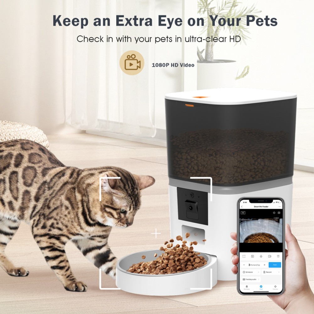 BRUNO smart ταΐστρα κατοικίδιων BRN-0237, κάμερα 2MP με night vision, 6L, WiFi, λευκή