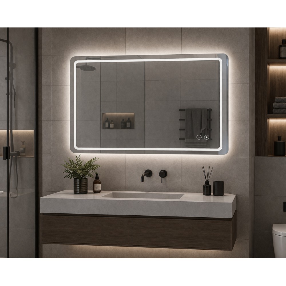 BRUNO καθρέφτης μπάνιου LED BRN-0285, οριζόντιος & κάθετος, 24W, 60x80cm, IP67