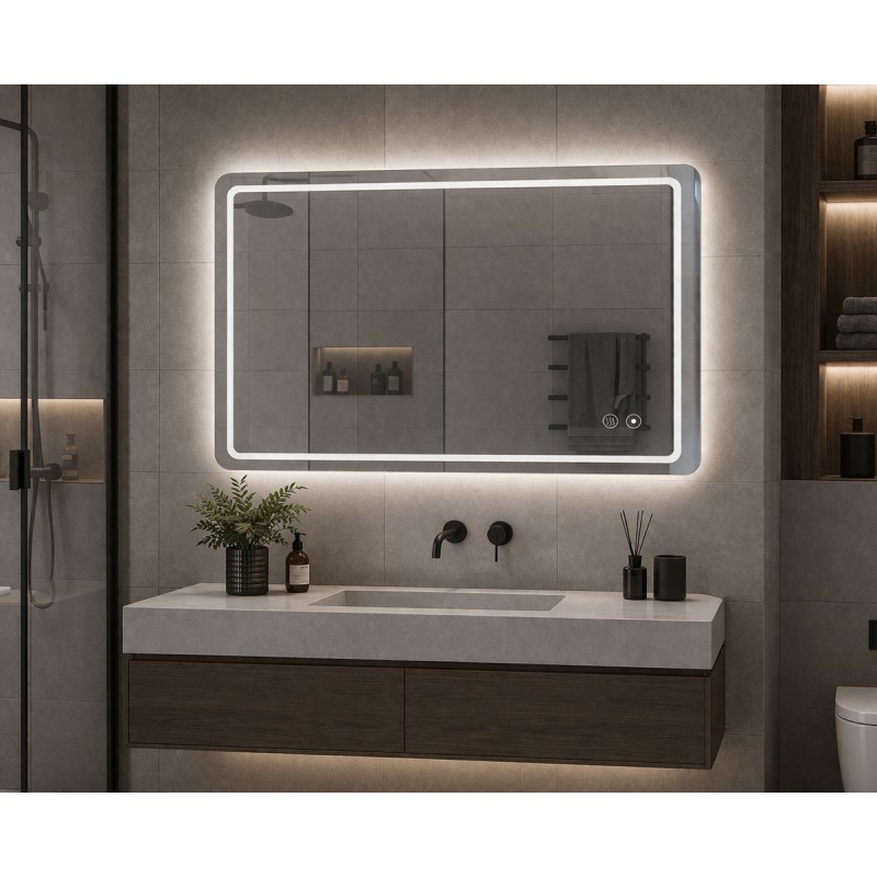 BRUNO καθρέφτης μπάνιου LED BRN-0285, οριζόντιος & κάθετος, 24W, 60x80cm, IP67