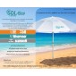 BRUNO ομπρέλα παραλίας αλουμινίου SOL-BAY BRN-0286, 2m, UPF 50+, σκελετός Fiberglass, ρυθμιζόμενη