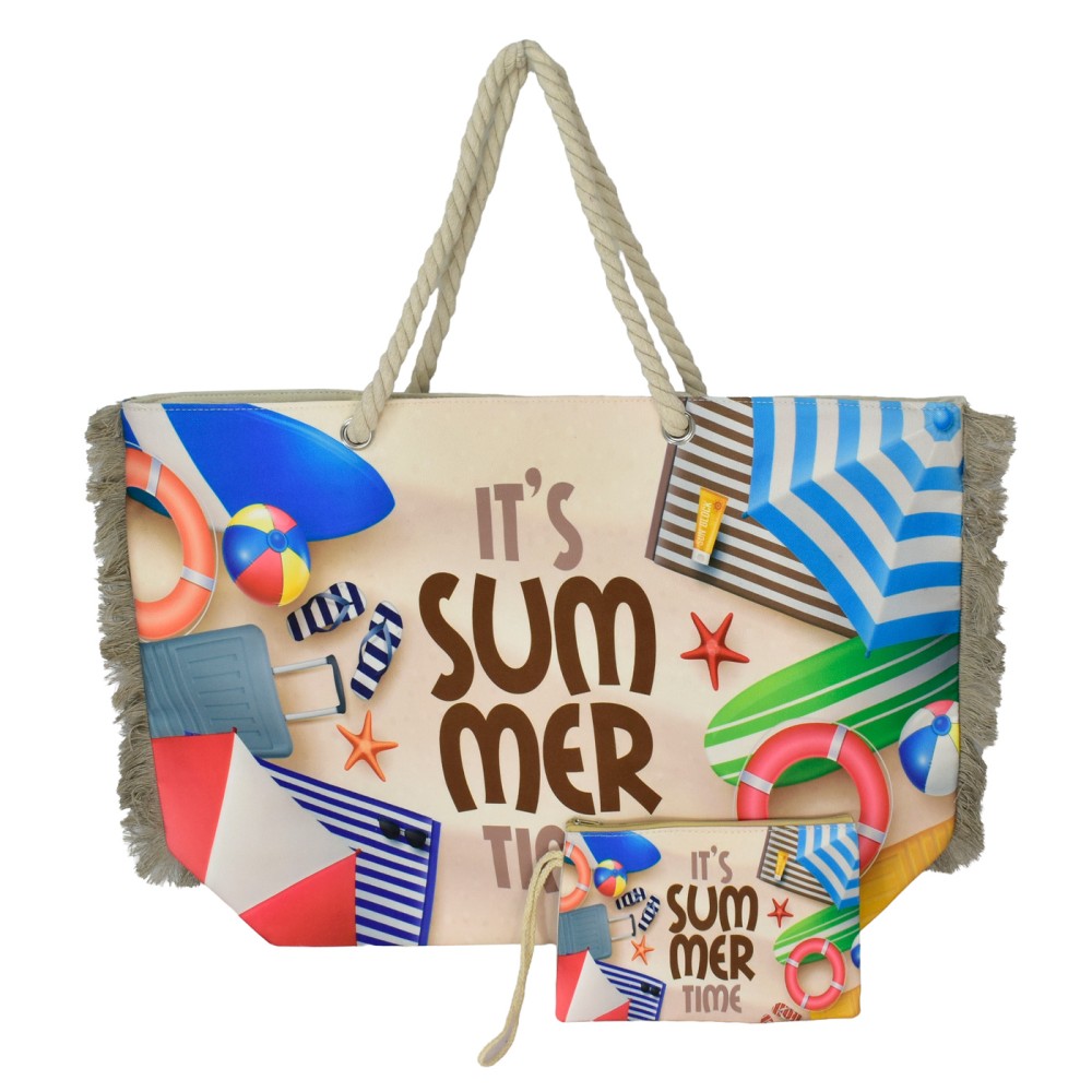 BRUNO τσάντα θαλάσσης με νεσεσέρ SOL-BAY BRN-0299, 58x40cm