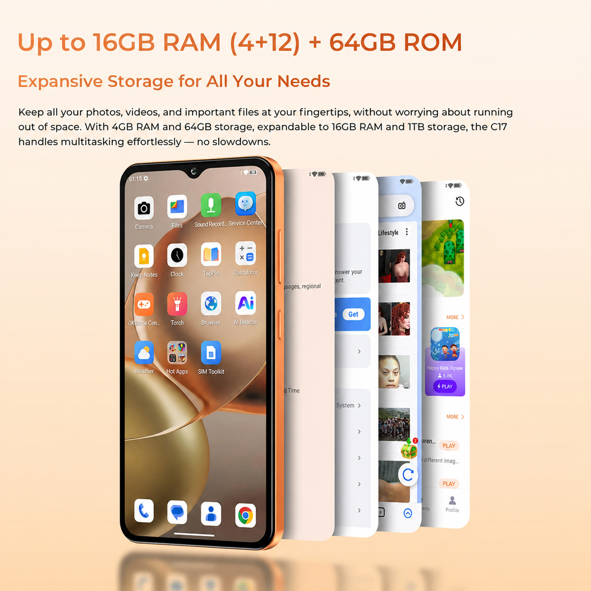 OUKITEL smartphone C17, 6.52", 4/64GB, 5000mAh, πορτοκαλί