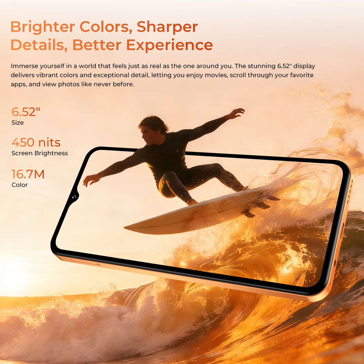 OUKITEL smartphone C17, 6.52", 4/64GB, 5000mAh, πορτοκαλί