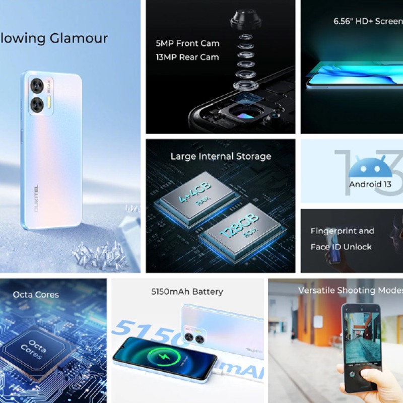 OUKITEL smartphone C36, 6.56", 4/128GB, 5150mAh, μαύρο