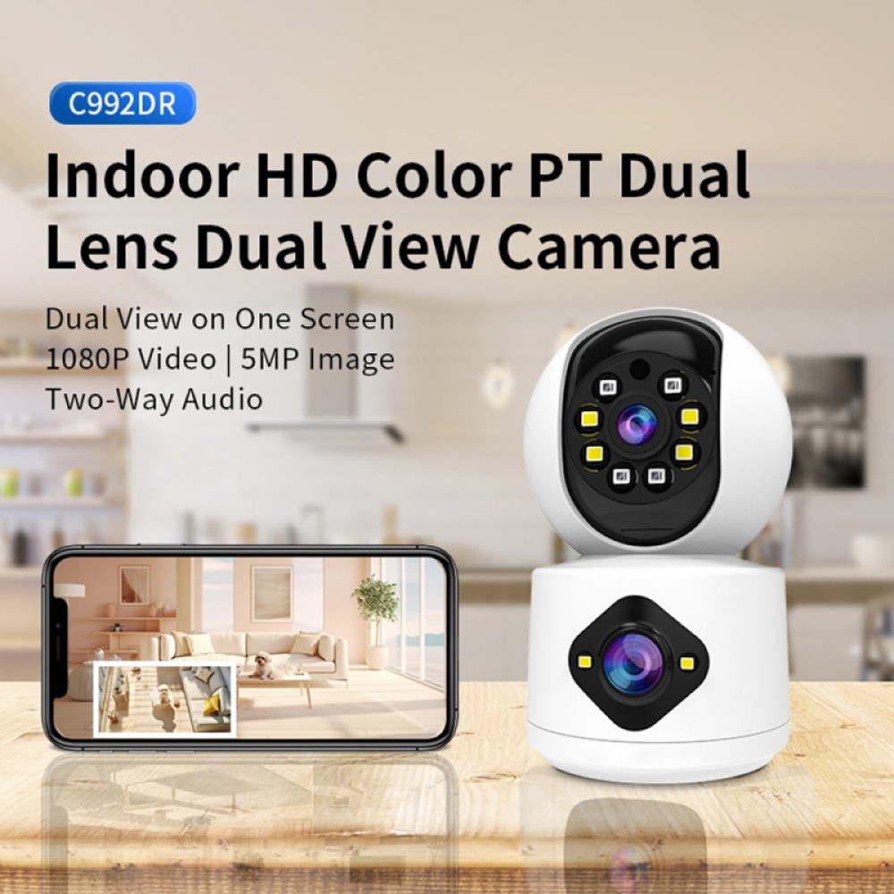 VSTARCAM smart κάμερα C992DR, 3MP, dual lens, WiFi, PTZ, SD