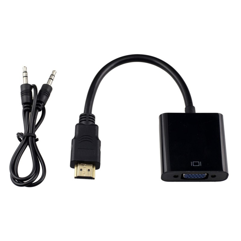 POWERTECH αντάπτορας HDMI σε VGA CAB-H071, με audio jack, μαύρο, 0.20m