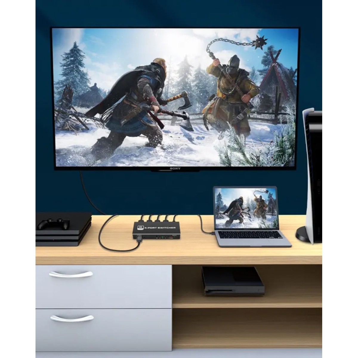 HDMI switch CAB-H149, 4-in σε 1-out, 4K/120Hz, 8K/60Hz, μαύρο