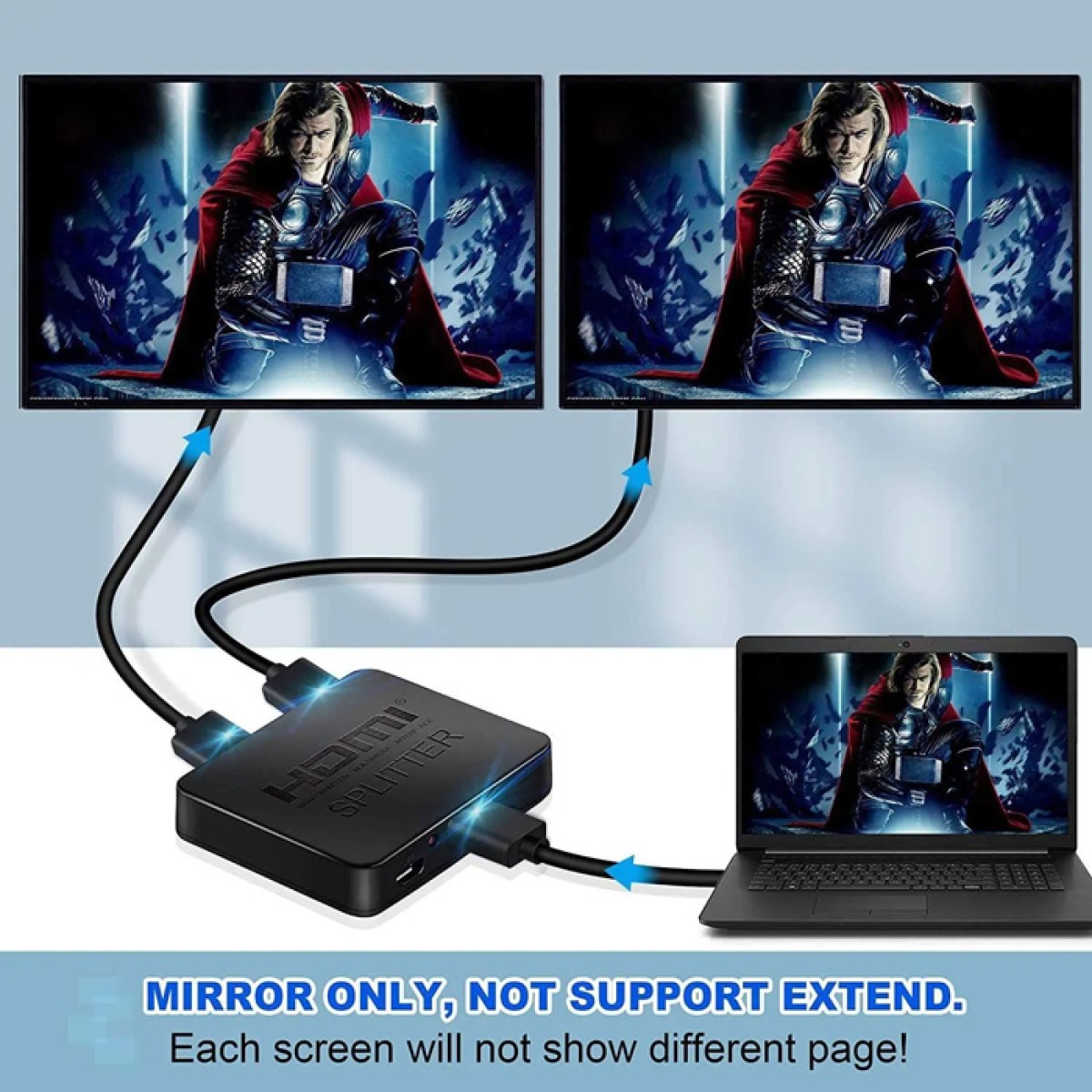 POWERTECH HDMI splitter CAB-H156, 1-in σε 2-out, 4K/30Hz, HDR/HDCP, μαύρο