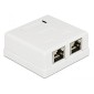 POWERTECH επιτοίχια πρίζα δικτύου CAB-N130, 2 θυρών, Cat.6 UTP, λευκή