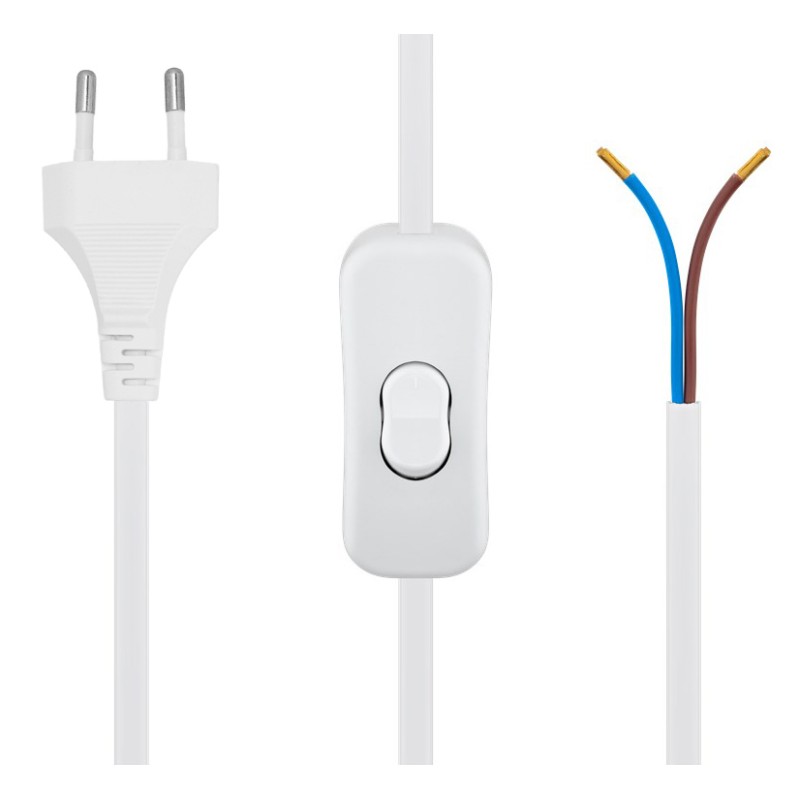 POWERTECH καλώδιο τροφοδοσίας CAB-P041 με διακόπτη, 2x 0.75mm², 1.5m, λευκό