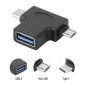 POWERTECH αντάπτορας USB 3.0 (F) σε USB-C & Micro USB CAB-U117, μαύρος