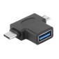 POWERTECH αντάπτορας USB 3.0 (F) σε USB-C & Micro USB CAB-U117, μαύρος
