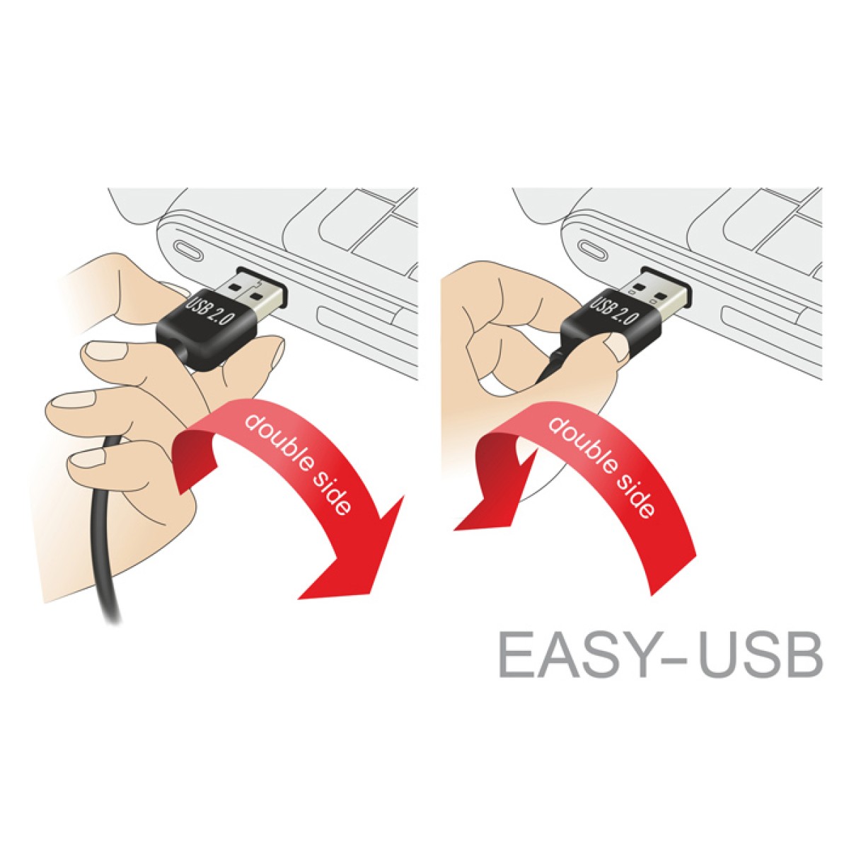 POWERTECH Καλώδιο USB σε USB Micro-B CAB-U136, 90°, Dual Easy USB, 0.5m