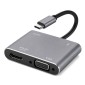 POWERTECH docking station CAB-UC101, 4 θυρών, USB-C, 4K, 100W, γκρι