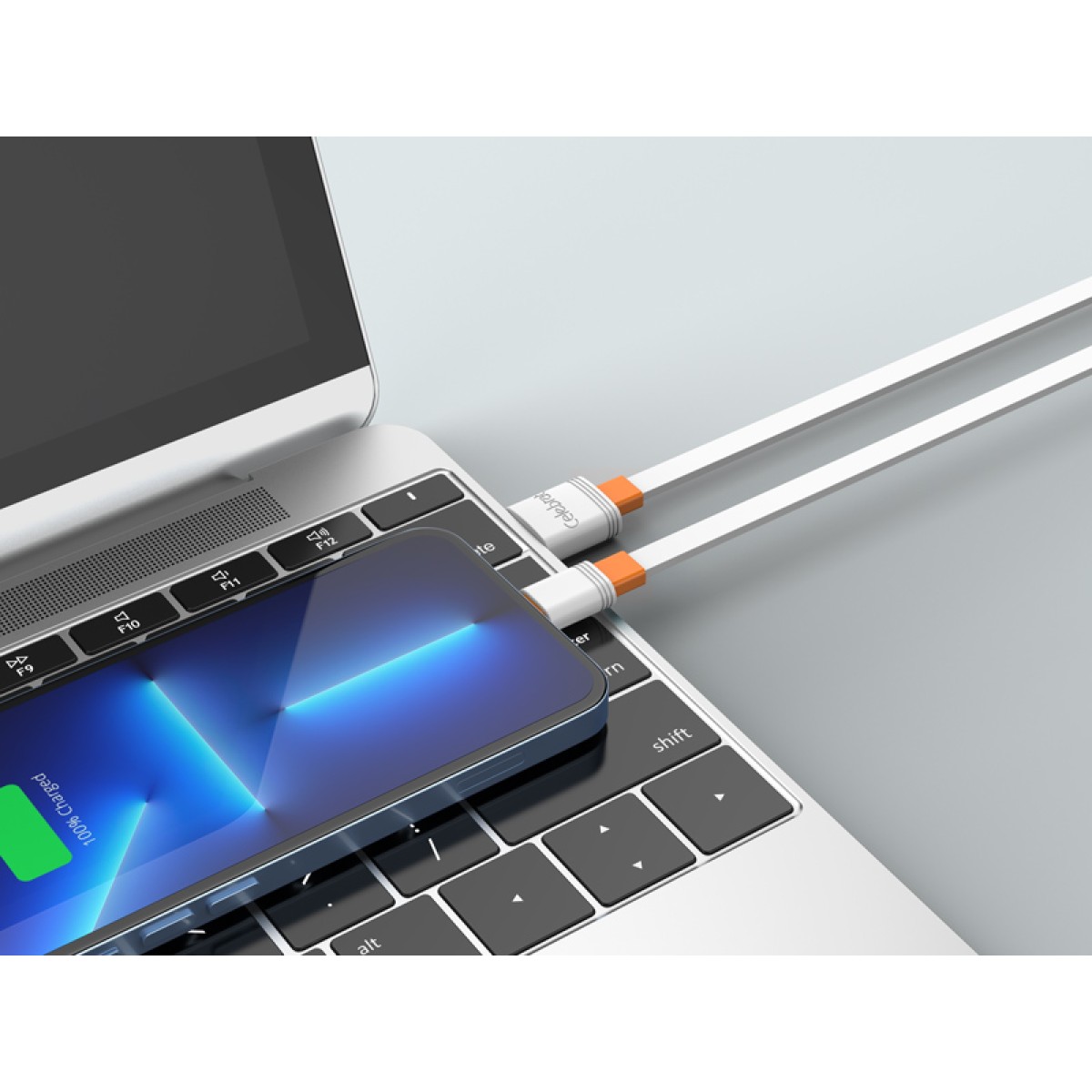 CELEBRAT καλώδιο USB-C σε USB CB-33C, flat, 3A, 1m, λευκό