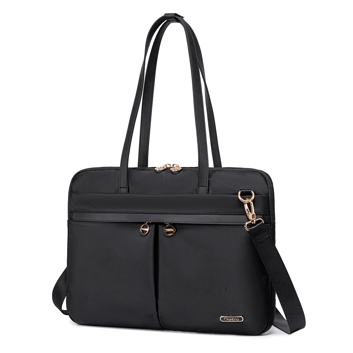 CHANTRIA γυναικεία τσάντα ώμου CB00773 για laptop 15.6", 4L, μαύρη