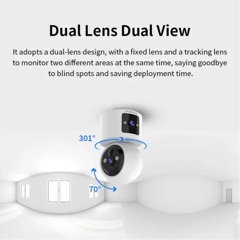 VSTARCAM smart κάμερα CB90DR, 2MP, dual lens, WiFi, PTZ, SD, 5200mAh backup battery