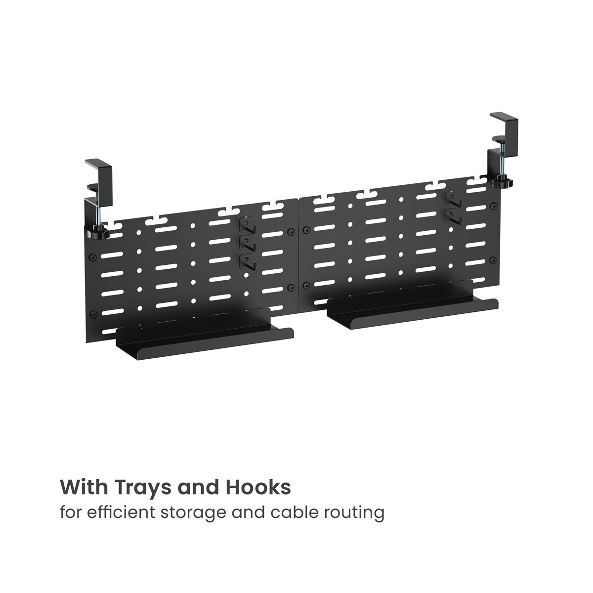 BRATECK cable management γραφείου CC11-20-2, μεταλλικό, 768x63x307mm, μαύρο