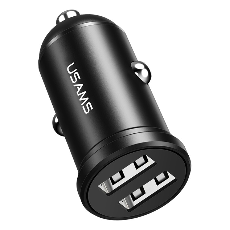 USAMS φορτιστής αυτοκινήτου C20, 2x USB, 2.4A, μαύρος