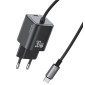 USAMS φορτιστής τοίχου CC264 με καλώδιο, USB-C, 30W, GaN, μαύρος