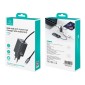 USAMS φορτιστής τοίχου CC266 με καλώδιο, USB & USB-C, 65W, GaN, μαύρος