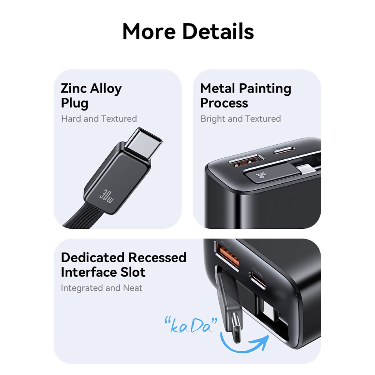USAMS φορτιστής τοίχου CC296 με καλώδιο, USB & USB-C, 30W, μαύρος