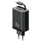 USAMS φορτιστής τοίχου CC296 με καλώδιο, USB & USB-C, 30W, μαύρος
